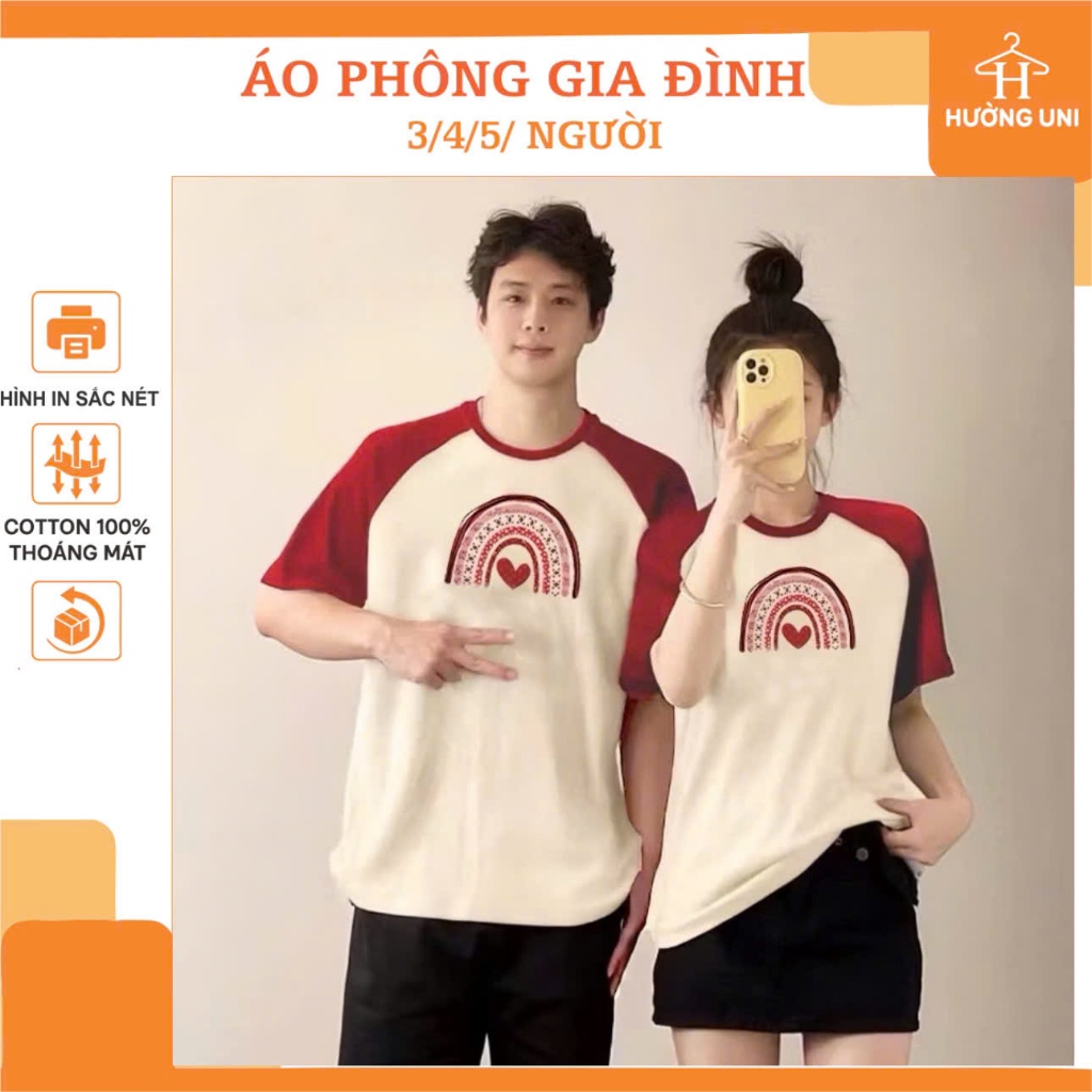 Áo thun gia đình chất cotton thấm hút mồ hôi mẫu cầu vòng phối raplan . Family Store