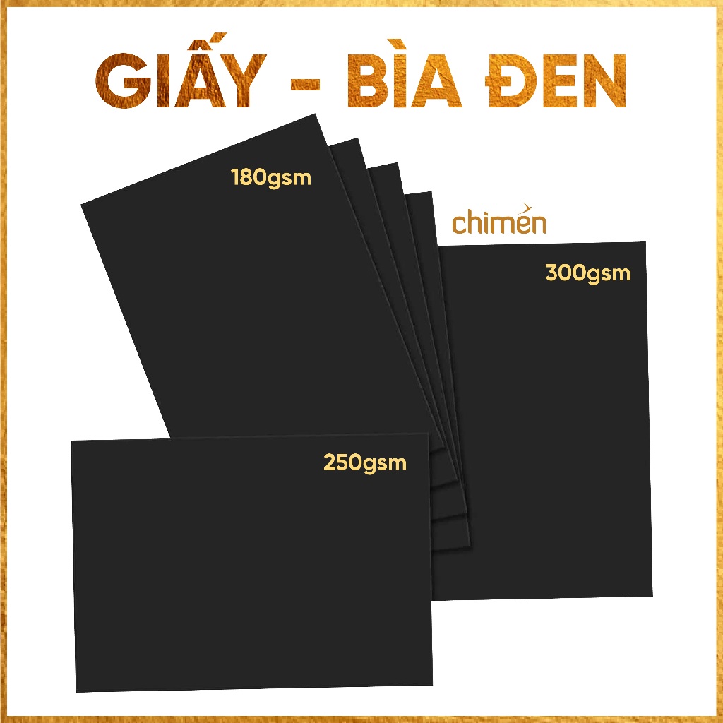 Bìa đen A3 - A4 tập 20 tờ, giấy vẽ đen 180gsm - 300gsm - 400gsm