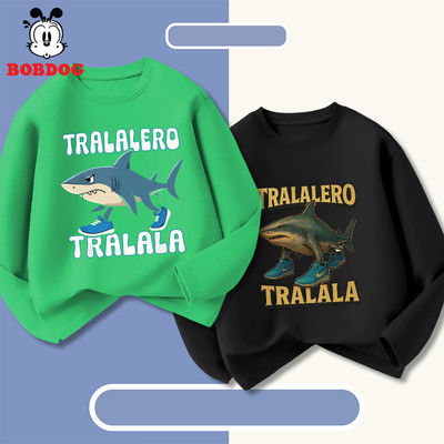 Áo thun dài tay bé trai BOBDOG in hình TRALALẺO TRALALA chất liệu cotton co giãn 4 chiều thoáng mát