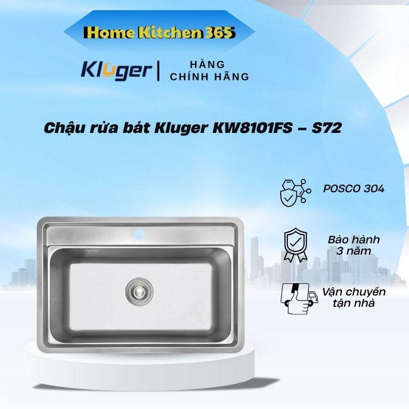 Chậu rửa bát một hố Kluger KW8101FS – S72 dòng K100 Series, bề mặt LINEN, chống xước - HK3