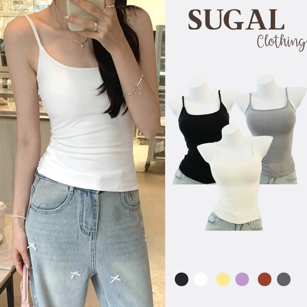 Áo Hai Dây Nữ Có Đệm Mút Cotton Trơn Ôm Body Basic Thoải Mái Thời Trang Sugal TOP NU 219V2