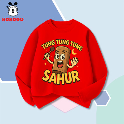Áo thun dài tay bé trai BOBDOG in hình TUNG TUNG TUNG SHAHUR chất liệu cotton co giãn mềm nhẹ