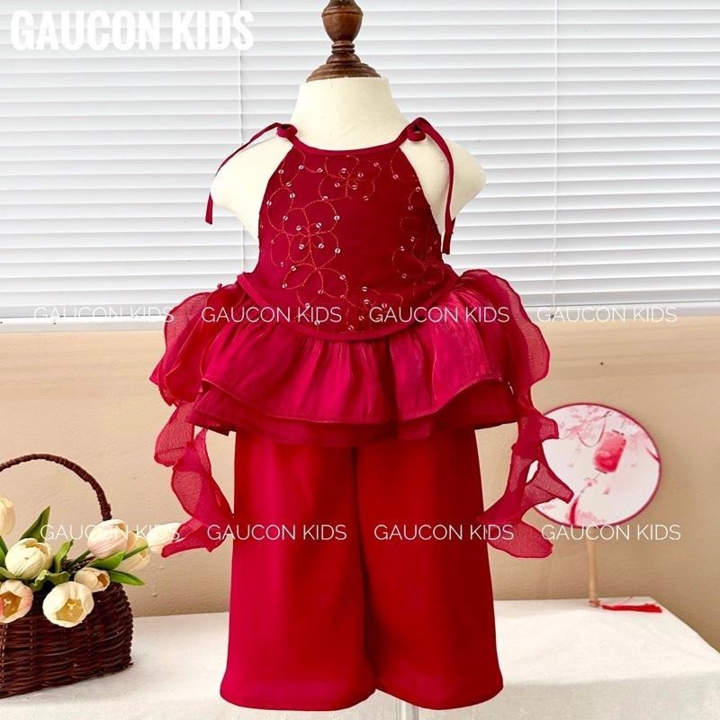 Bộ yếm Nguyệt Như điệu đà cho bé gái 8-30kg -B179