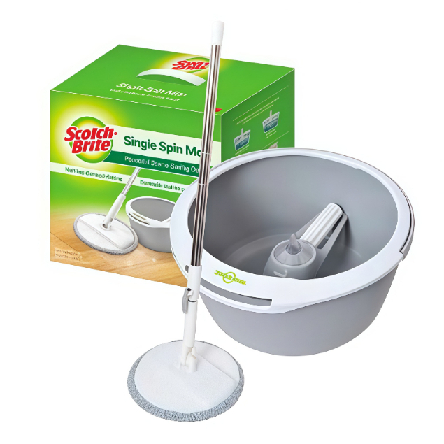 Bộ lau nhà 360 độ thế hệ mới 3M Scotch-Brite T6 PD-18 - Màu xám | Bền, nhẹ, tích hợp giặt và vắt