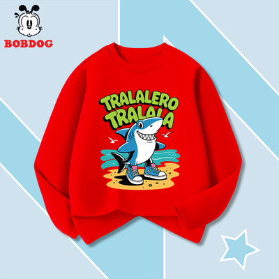 Áo thun dài tay bé trai BOBDOG in hình tralalero tralala cổ tròn chất liệu cotton mềm mịn thoáng mát