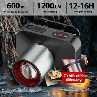 Đèn pin đội đầu 5000mAh Đèn câu cá có thể sạc lại USB năm đầu Đèn pha chống nước tầm xa để câu cá ban đêm