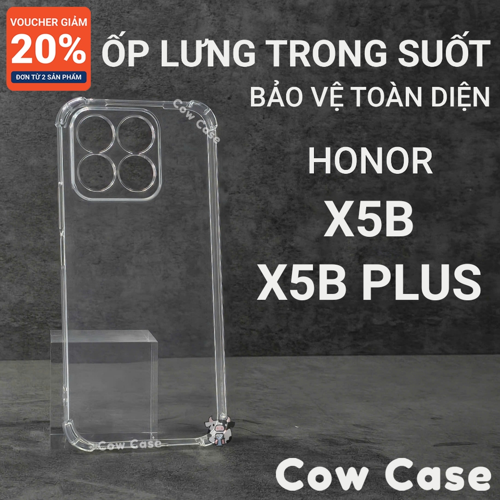 Ốp lưng Honor X5b, X5b Plus Cow case trong suốt | Ốp điện thoại Honor dẻo bảo vệ camera đt toàn diện