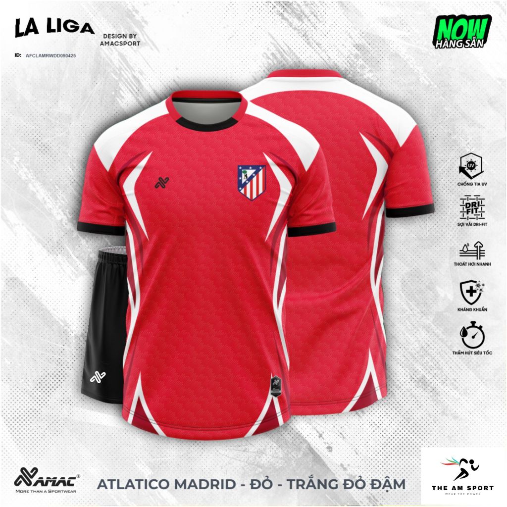 [In Tên & Số] Bộ Quần Áo Đá Bóng AMAC Atletico Madrid Laliga 25/26 - Thoáng Mát, Thấm Hút Tốt | The 