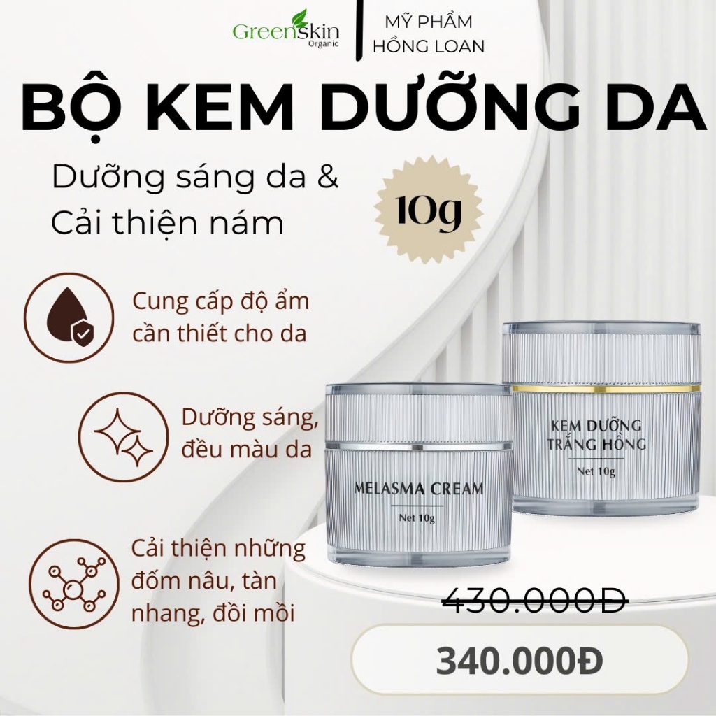 Bộ Kem Dưỡng Sáng Da , Cải Thiện Nám 10G GREENSKIN ORGANIC