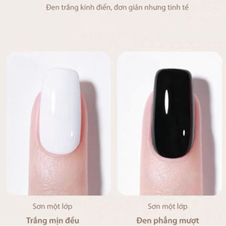  ROUni Sơn móng tay hai màu đen trắng kiểu mới năm 2026 sơn đều màu không để lại vết cọ và lâu trôi 