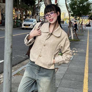 (HAVANA) CÓ BIGSIZE - Áo khoác dạ form dáng lửng cổ sen phối cúc Hàn Quốc AK111