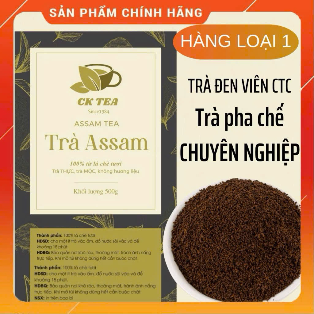 Trà Đen ( Hồng Trà ) gói 500g CK Tea. Trà đen viên Assam. Trà đen pha trà sữa đậm vị