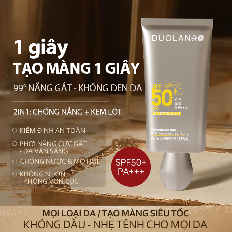 DUOLAN Kem Chống Nắng SPF50+ Dưỡng trắng & Làm sáng da tone không bết dính Bảo vệ bền bỉ