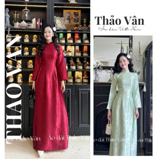  MỞ BÁN - TẶNG CHARM  - Áo Dài Gấm Truyền Thống Nữ Trúc Anh Vải Gấm Cao Cấp Tay Loe Dài Đủ Màu Đính Kết Hoa Mai Mềm Mại 