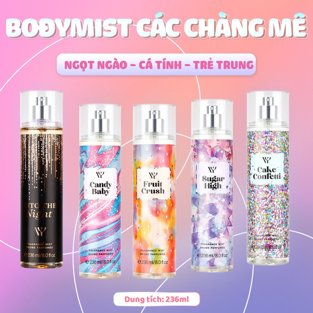 Xịt thơm bodymist 236ml hương thơm cá tính, quyến rũ, ngọt ngào,dịu dàng, dễ chịu, thích hợp đi chơi, đi học...