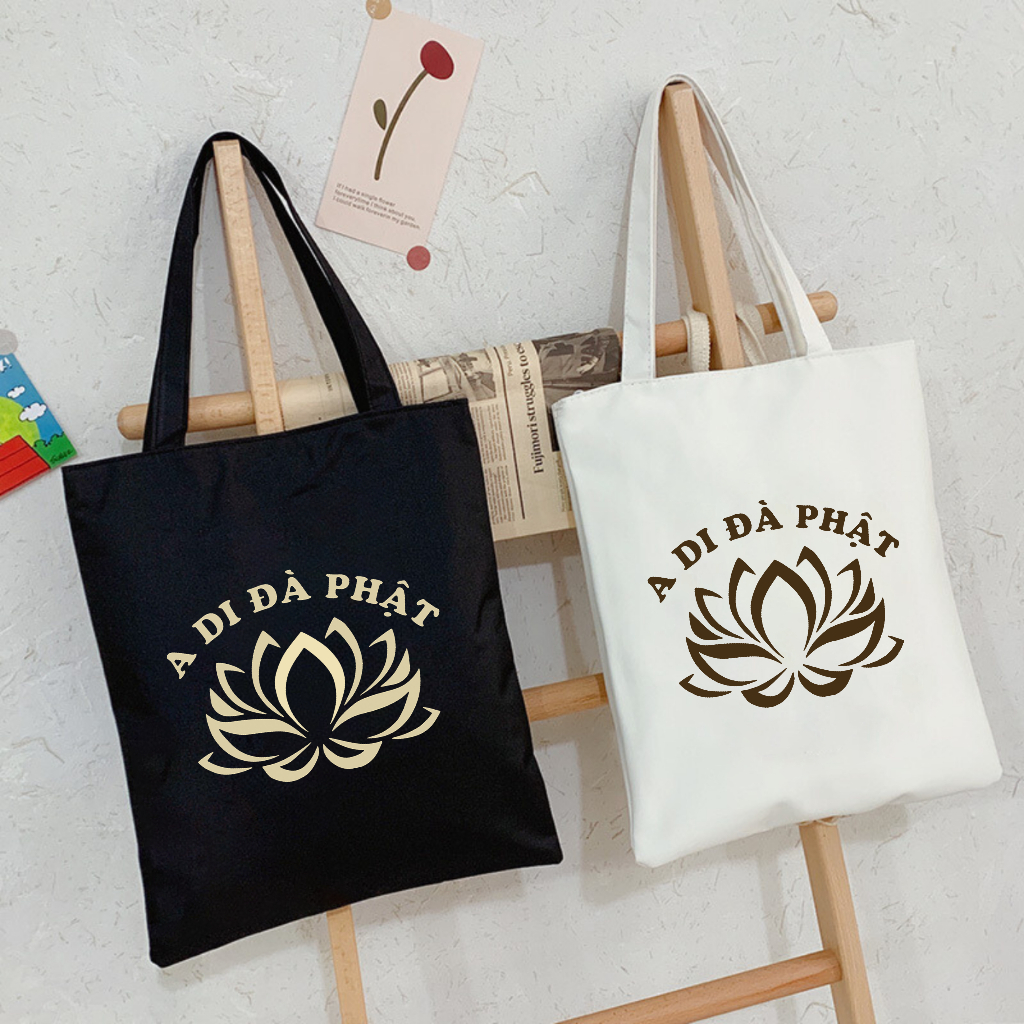 Túi tote vải canvas túi đeo phật tử phật giáo vai đi học đi chơi vừa A4 kích thước 35x40cm tota1151