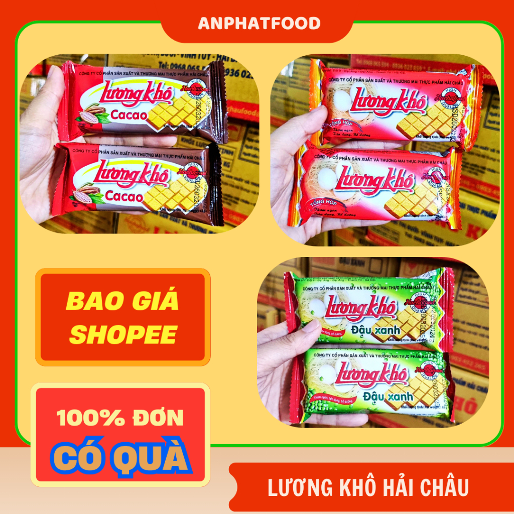 COMBO 10 Thanh Lương khô 65g thay thế bữa phụ – 3 Vị Tổng Hợp, Đậu Xanh, Cacao – ĐẦY ĐỦ GIẤY TỜ