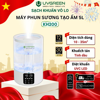 Máy Phun Sương Tạo Ẩm Không Khí UVGREEN KH200-Công nghệ kép UVC LED và đá khoáng MAIFAN BH 12T