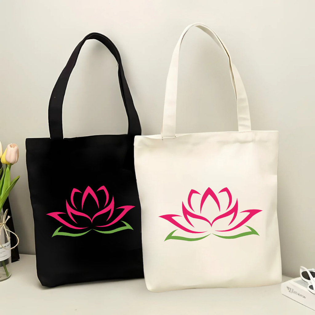 Túi tote vải canvas búp sen túi đựng phật tử vừa A4 kích thước 35x40cm tota1154