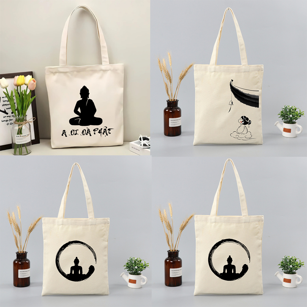 Túi tote vải canvas túi phật giáo đựng vừa A4 kích thước 35x40cm tota1155