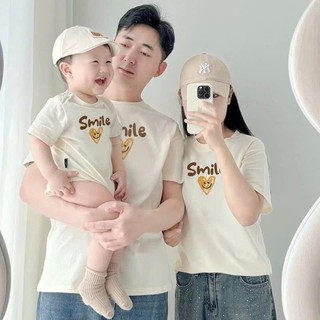 Áo Gia Đình Cho 3,4,5 người, Áo Thun in chữ Smile Basic Đáng Yêu Chất Cotton Thoáng Mát - SP31