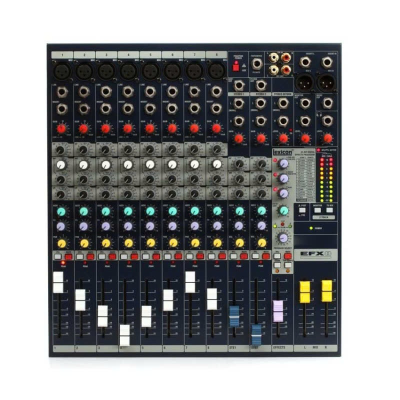Mixer EFX8 10 Kênh 8 Mono + 2 Stereo – Effect 32 Preset, EQ 3 Band, Phantom Power, Rackmount