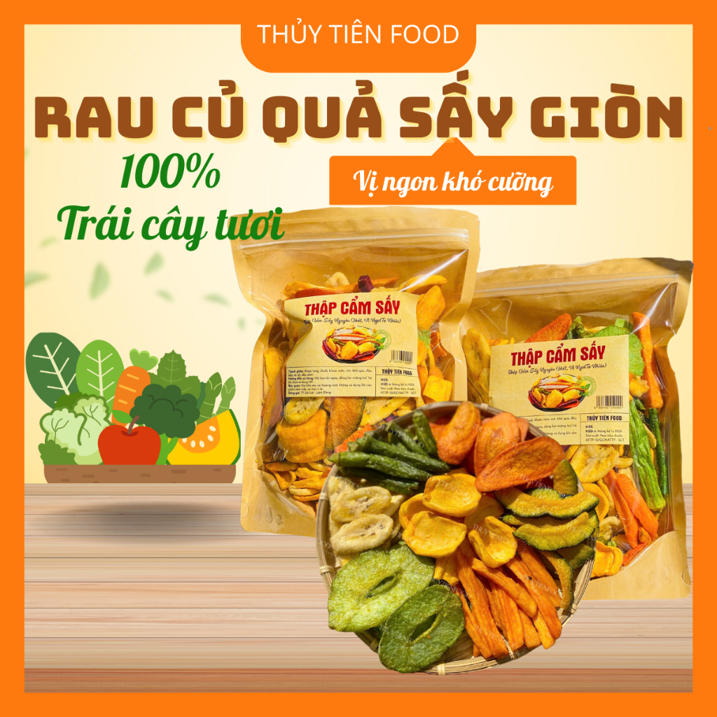 Trái Cây Sấy Đà Lạt 500gr – Mix Ăn Vặt Healthy Giòn Ngon