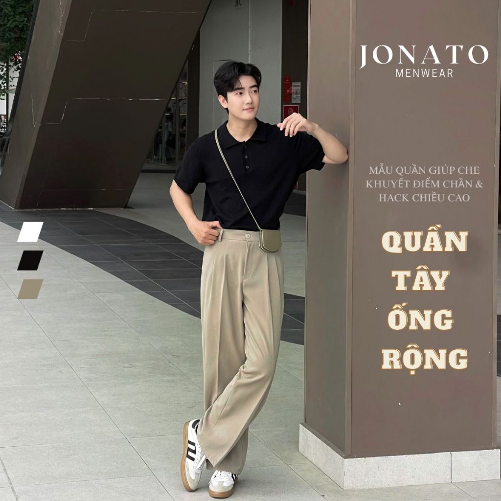 Quần tây ống rộng nam xế ly cạp cao JONATO, quần âu ống rộng che khuyết điểm chân, chất liệu cao cấp