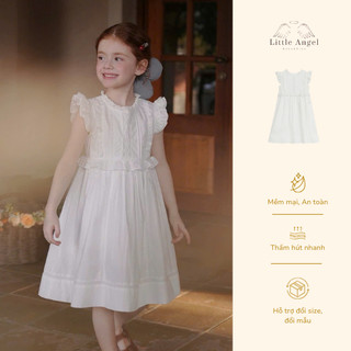  Váy đầm bé gái mùa hè chất liệu thô Hàn mềm mại thiết kế phối ren ngực dễ thương size 12-45kg 