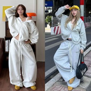  Quần NỈ Nữ MIAA ống rộng 33cm kèm dây rút dài CẠP CHUN chất nỉ 2da UNISEX màu đen xám trắng bigsize 