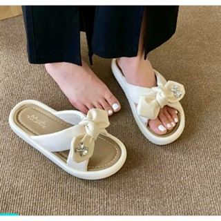  Dép Nữ đế cao 3cm-5cm quai chéo nơ đính khóa đá tiểu thư xinh xắn,phong cách Hàn Quốc dễ phối đồ mang siêu êm siêu mềm 