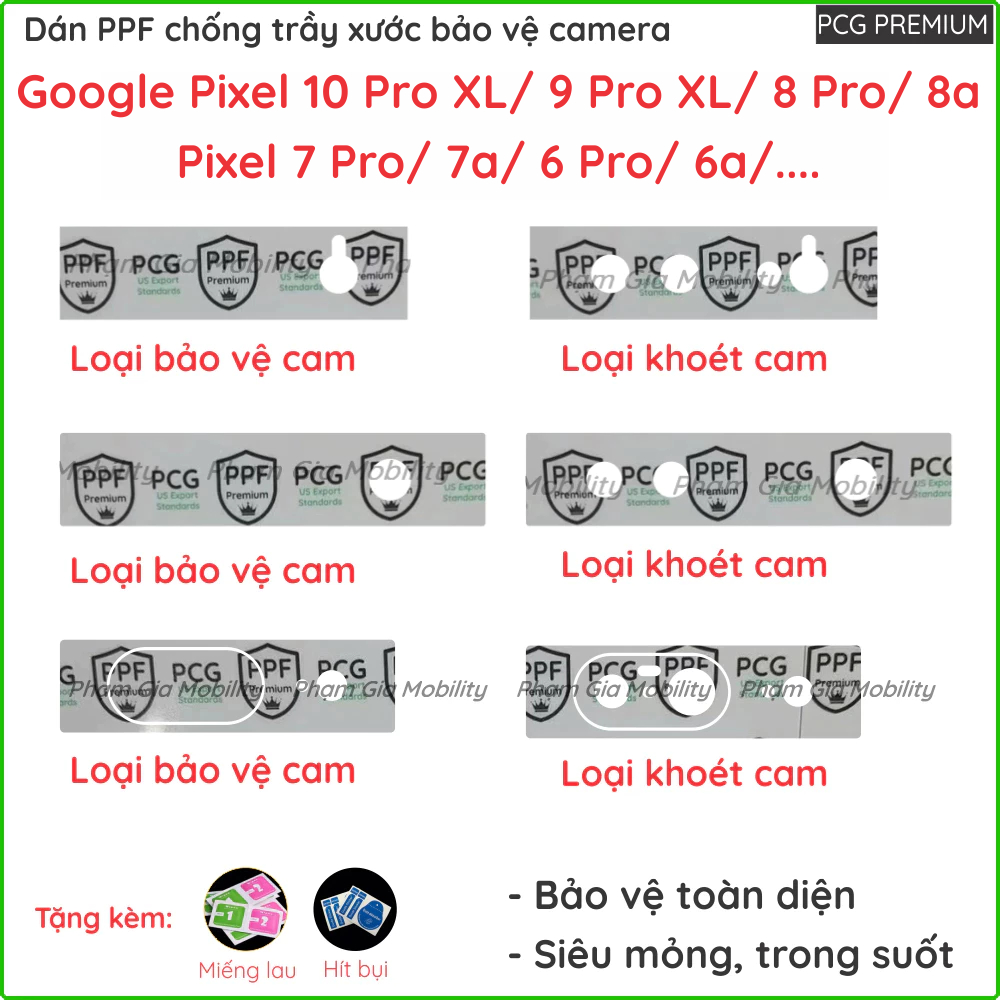 (Mua 1 tặng 1) Dán camera dành cho Google Pixel 10 Pro XL/ 9 Fold XL/ 8 Pro 8a/ Pixel 7 Pro 7a/ 6  6