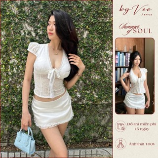 Áo xô trắng thêu Mina Top