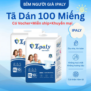 Combo 100 Miếng Tã Bỉm Dán Người Già IPALY Thấm hút Tốt, Siêu Mềm Mại, Giá hợp lý miễn ship