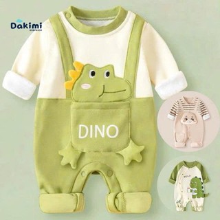  Quần áo sơ sinh DAKIMI bé trai bé gái Bodysuit Yếm dài tay DINO bé trai gái Đồ đầy tháng cho bé trai gái 0-12M 
