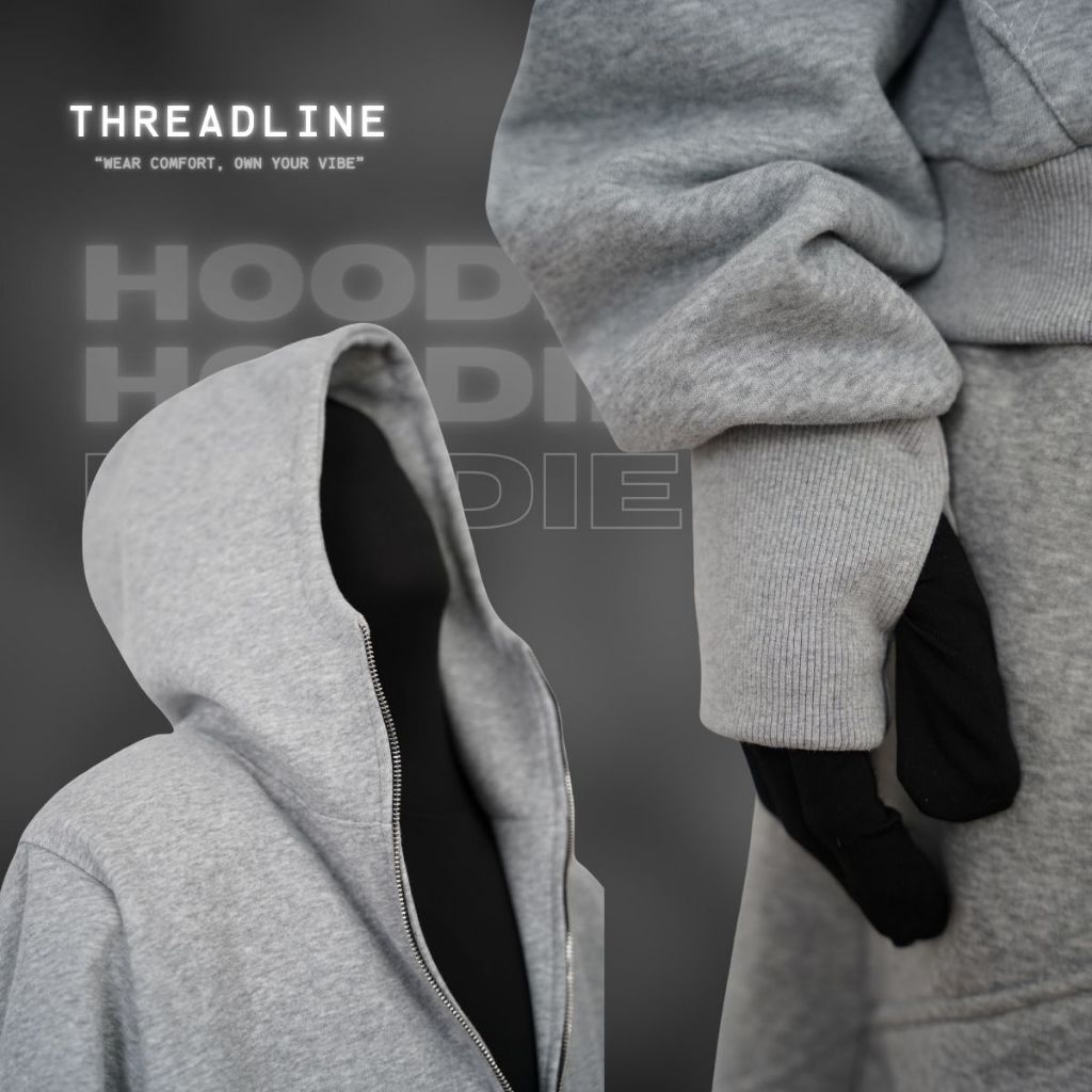 Hoodie Zip Threadline form boxy độn vai | BigBuy360 - bigbuy360.vn