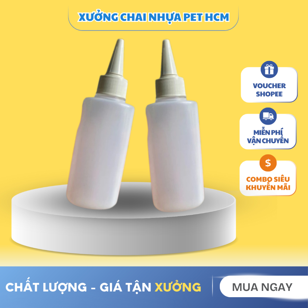 Chai Nhựa AC Mềm Nút Nhọn Nhỏ Giọt 50ML 100ML 200ML - Chai Nhựa Đựng Sốt - Chai Xịt Bơ