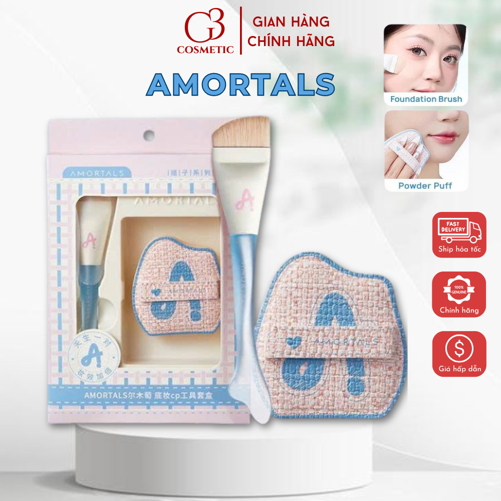 Bộ cọ mút tán kem nền dàn nền AMORTALS nàng tiên cá, cọ tán nền tiên cá mềm mại đàn hồi, dễ dàng tán nền hoàn hảo