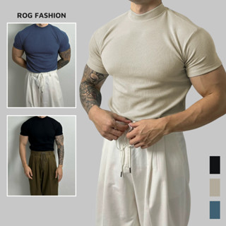  Áo thun giữ nhiệt thể thao body nam tay ngắn ROG chất thun gân tăm cao cấp cổ cao 3 phân co giãn X4 form tôn dáng AT05 