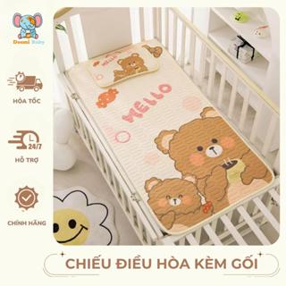   TẶNG KÈM GỐI  Chiếu Điều Hoà Cao Su Non Tặng Kèm Gối Cho Bé In Hình 5D Doomi Baby - HT516 
