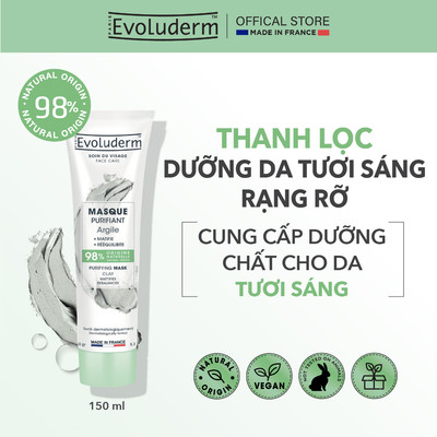 [HSD:1.27] Mặt nạ đất sét ngừa mụn sáng da giảm bã nhờn hiệu quả Evoluderm clay mask Purifying 150ml