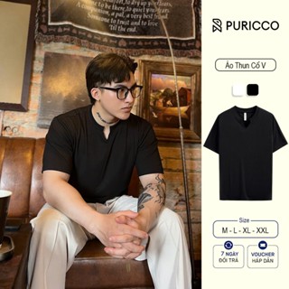 Áo Thun Nam Cổ Chữ V Ngắn Tay Form Rộng – Vải Thun Gân Mềm Mịn Ít Nhăn Puricco
