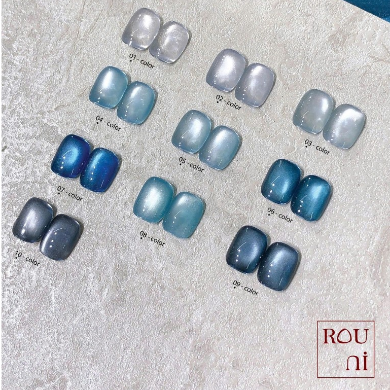 ROU ni Sơn Gel Mắt Mèo Xanh Pha Lê Cao Cấp ROUNI 2026 Hiệu Ứng Lấp Lánh Chuyên Dụng Cho Tiệm Nail