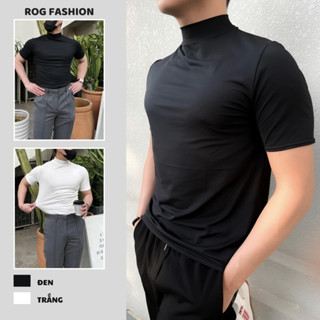  Áo thể thao giữ nhiệt nam đen trắng và cộc tay Cao Cấp Cao Cổ chất cotton thun lạnh co Giãn Form X8 Ôm Body AT01 