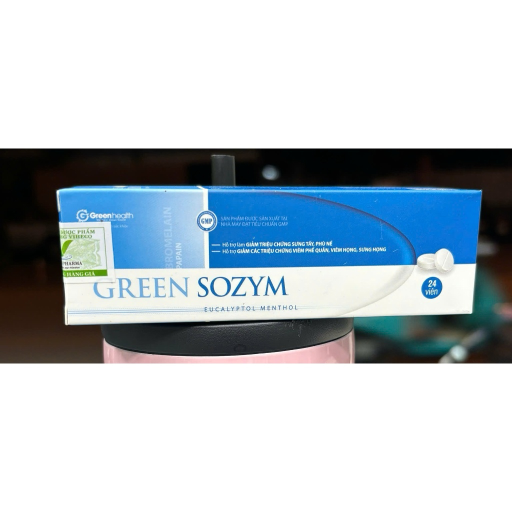 Viên ngậm Green Sozym Hỗ trợ làm ấm họng, giảm viêm họng, viêm phế quản, giảm phù nề, sưng tấy - Hộp