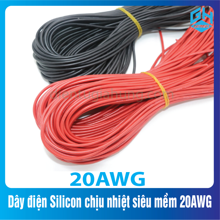 Combo 5 mét Dây điện Silicon chịu nhiệt siêu mềm 20AWG
