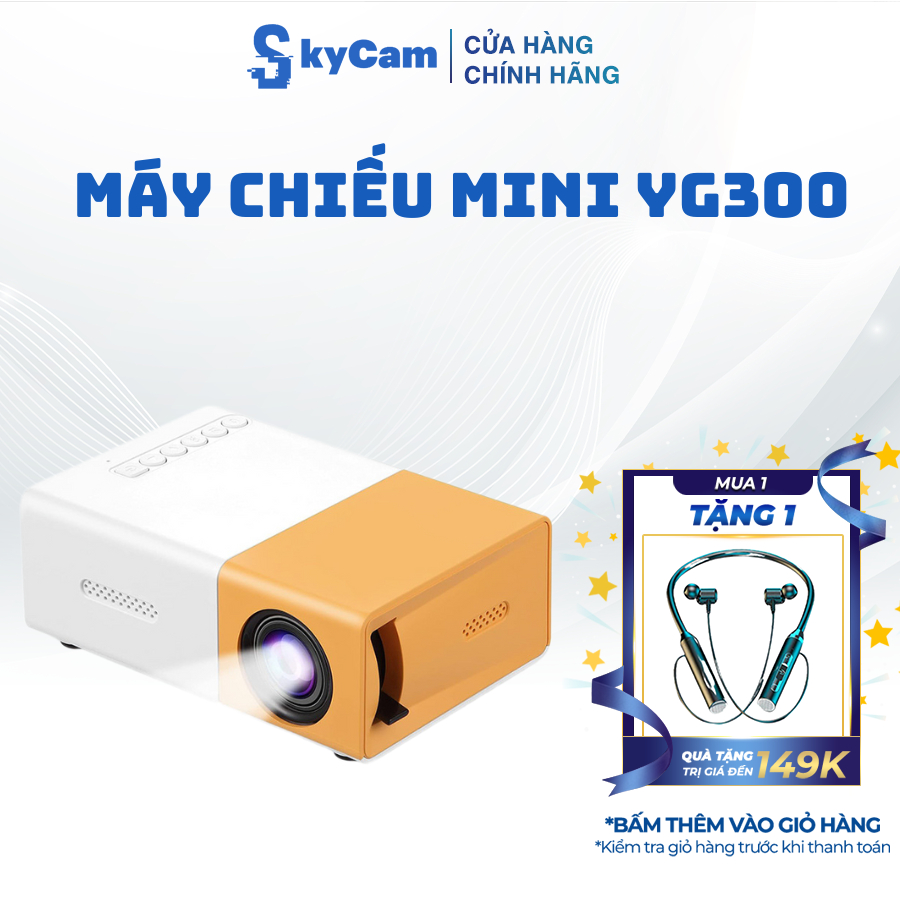 Máy chiếu mini YG300, Máy chiếu Siêu nét, Chính Hãng, Kết nối wifi, bluetooth, điện thoại, máy tính 
