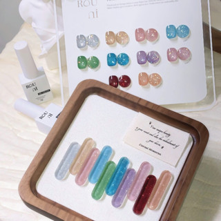  ROUni Sơn móng tay nhũ flash mật độ cao siêu sáng lấp lánh sơn nhũ kim tuyến chuyên dụng ngành nail 