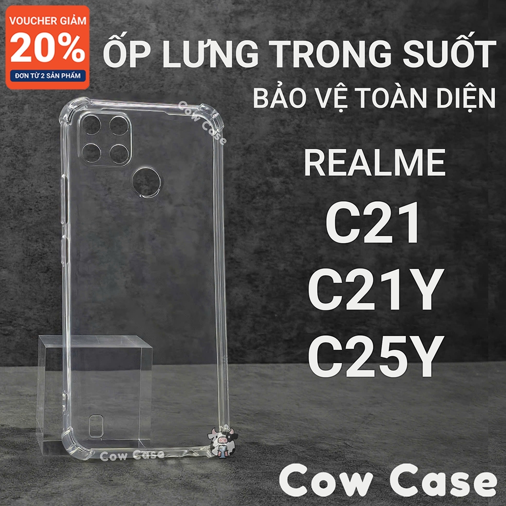 Ốp lưng Realme C21Y, C25Y, C21 Cow case trong suốt | Ốp điện thoại Realme dẻo bảo vệ camera đt toàn 