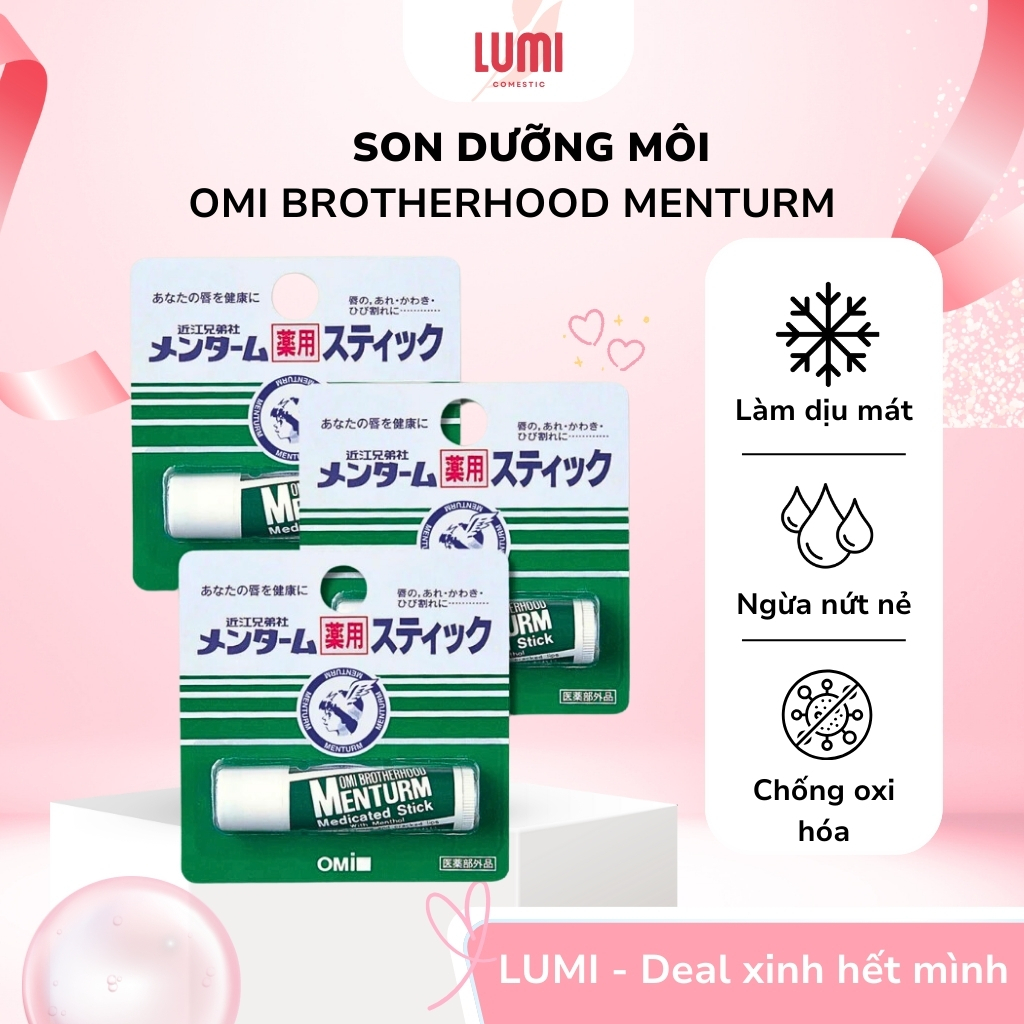 Son dưỡng môi Omi Brotherhood Menturm bạc hà cho môi khô và nứt nẻ Nhật Bản (4g) - LUMI